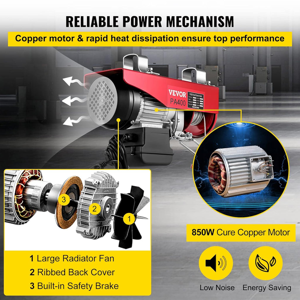 880LBS 110V Electric Hoist with Remote Control Y30118