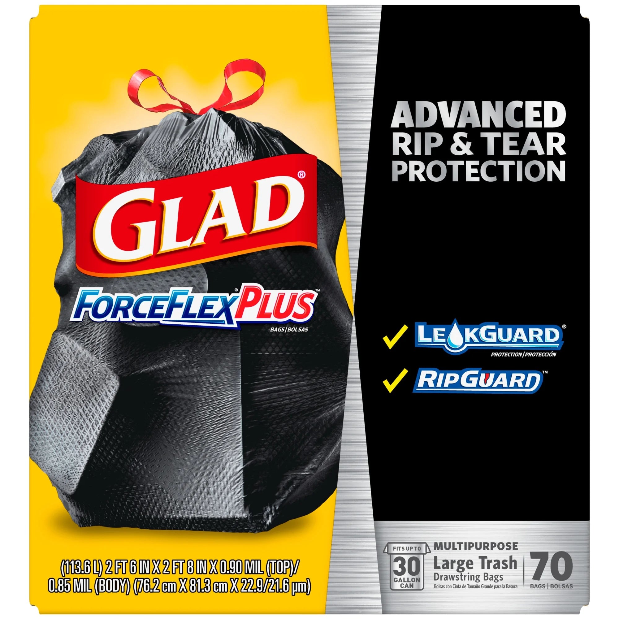 ForceFlexPlus Drawstring Trash Bags, 30 Gallon, 70 Ct J3475