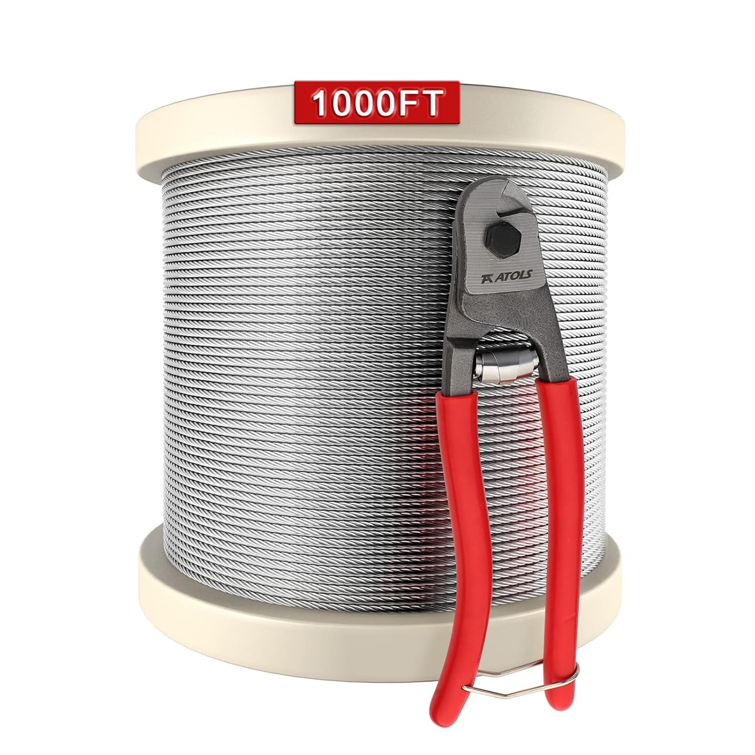 1/8 T316 Stainless Steel Cable with Cutter, 600FT Wire Rope, 7x7 Strands, Pack of 2 G3478