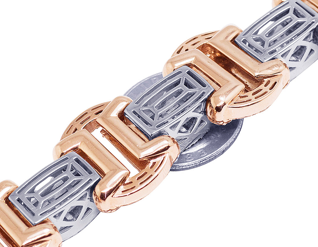 14K Rose White Gold Baguette Diamond Bracelet A368453
