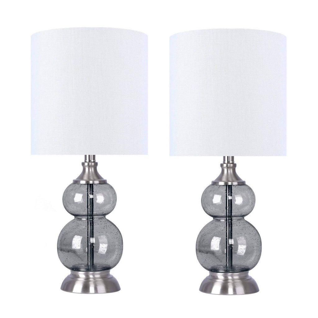 Clear Seeded Glass Accent Lamp Set of 2 U647