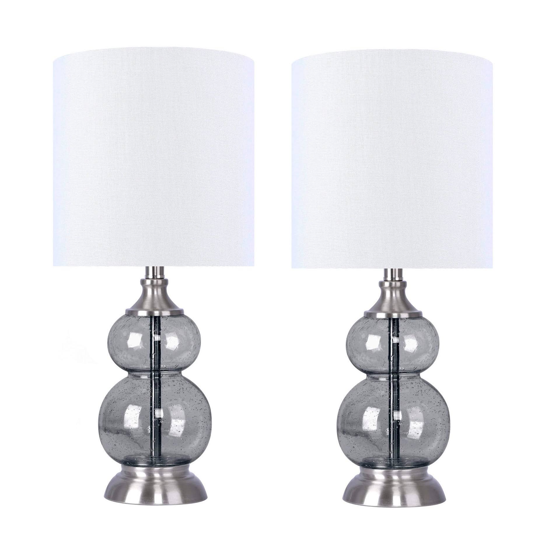 Clear Seeded Glass Accent Lamp Set of 2 U647