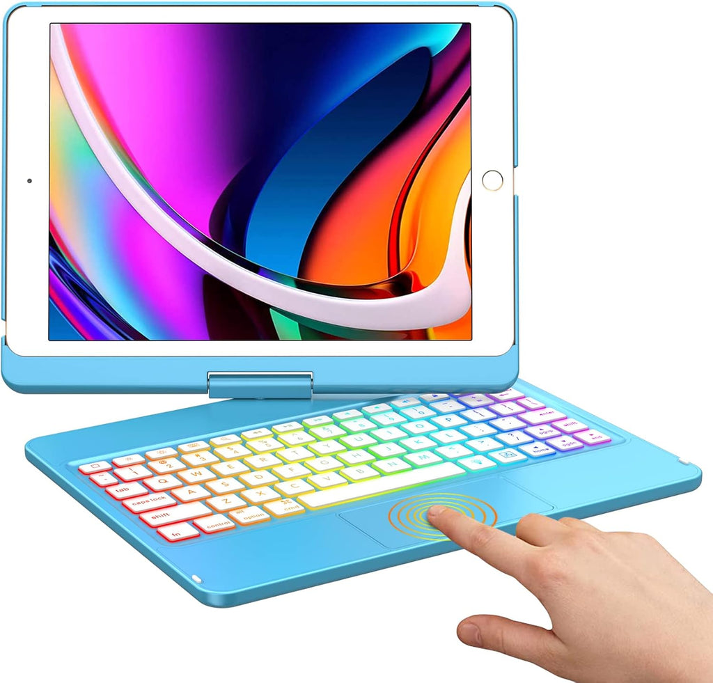 iPad 9th Generation Case with Keyboard and Pencil Holder, Backlit, Touchpad (Purple) E2755