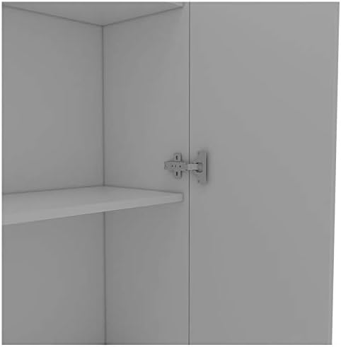White & Light Oak Kitchen Tall Utility Storage Pantry Cabinet with Metal Handles C7806