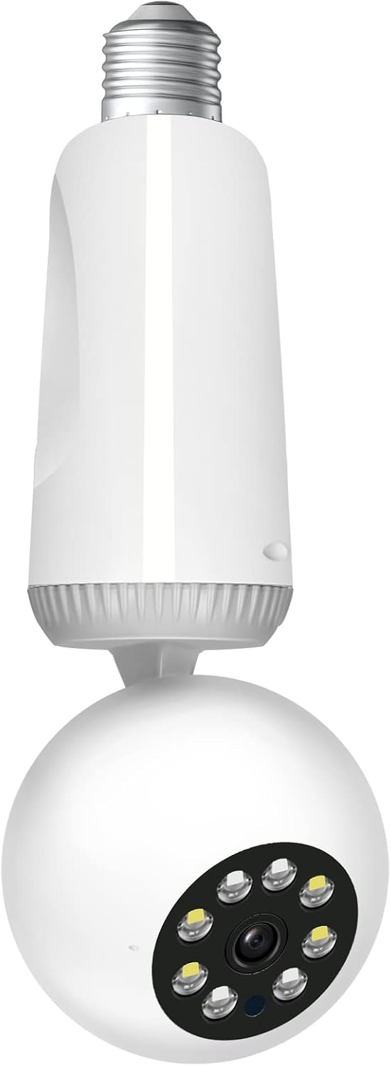 2MP 1080P Wireless Lightbulb Powered PTZ Security Camera with E27 Bulb Connector, Pack of 2 D5244