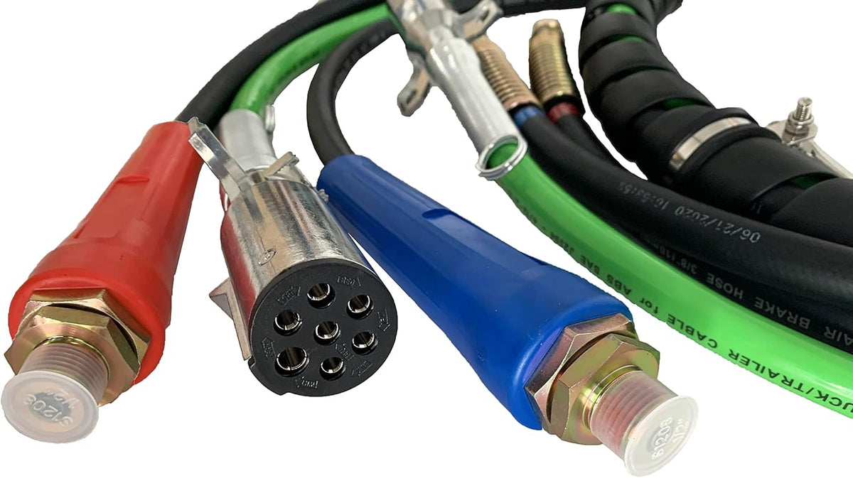3 in 1 Wrap Air Power Brake Line 12 Ft 7 Way Copper Electrical Cable ABS Wire & Air Line Hose Assembly Heavy Duty Truck Tractor Trailer Parts O519