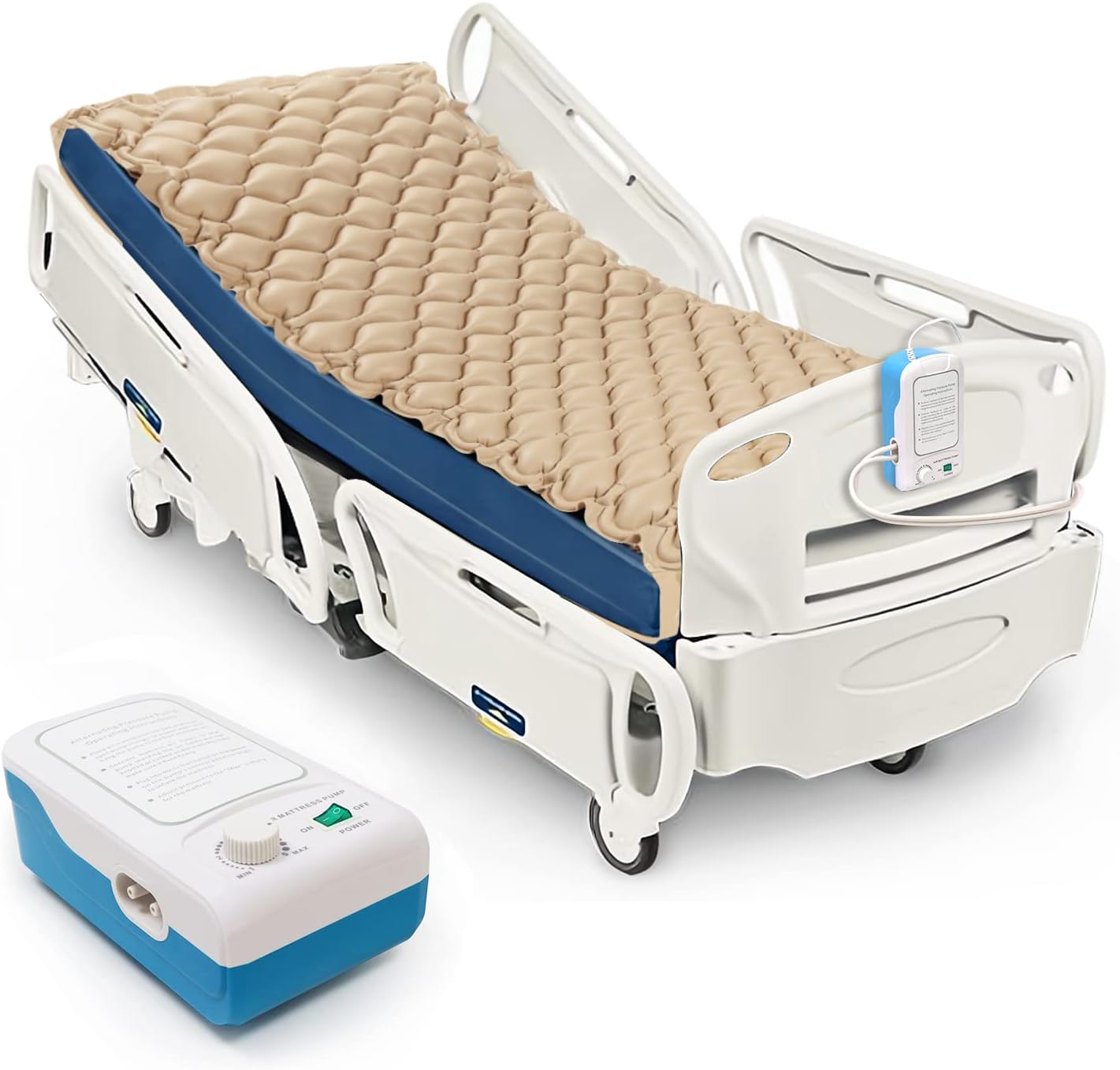 Alternating Pressure Pad Air Mattress Topper with Pump System, 36 x 78 x 3 L68506