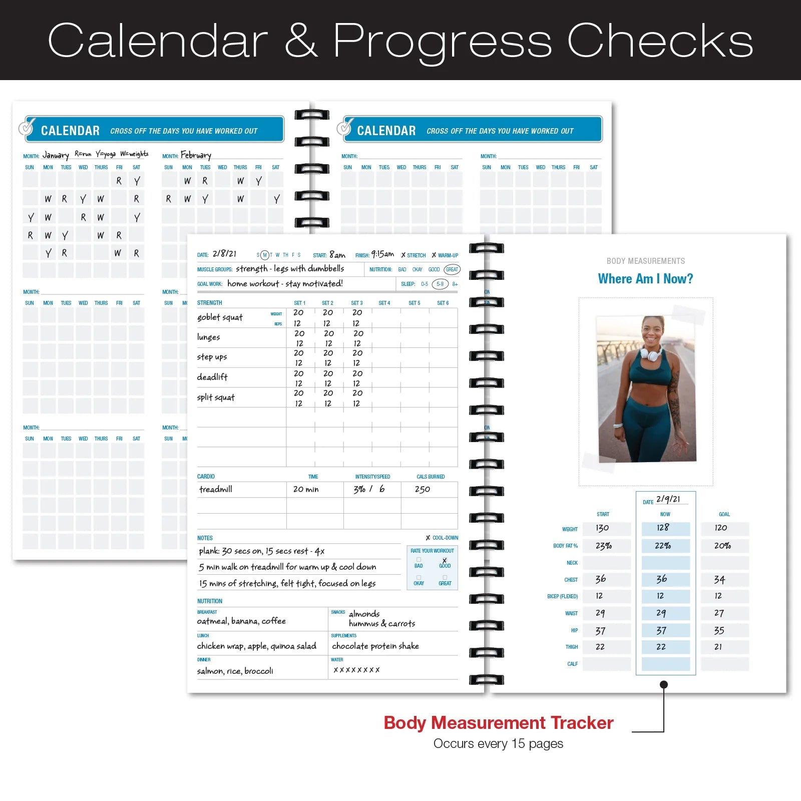 Workout Fitness Journal Nutrition Planner with Laminated Protective Cover C15765