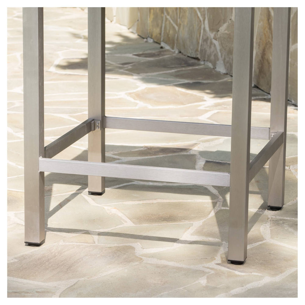 Gray Square Aluminum and Wicker Bar Table F400585