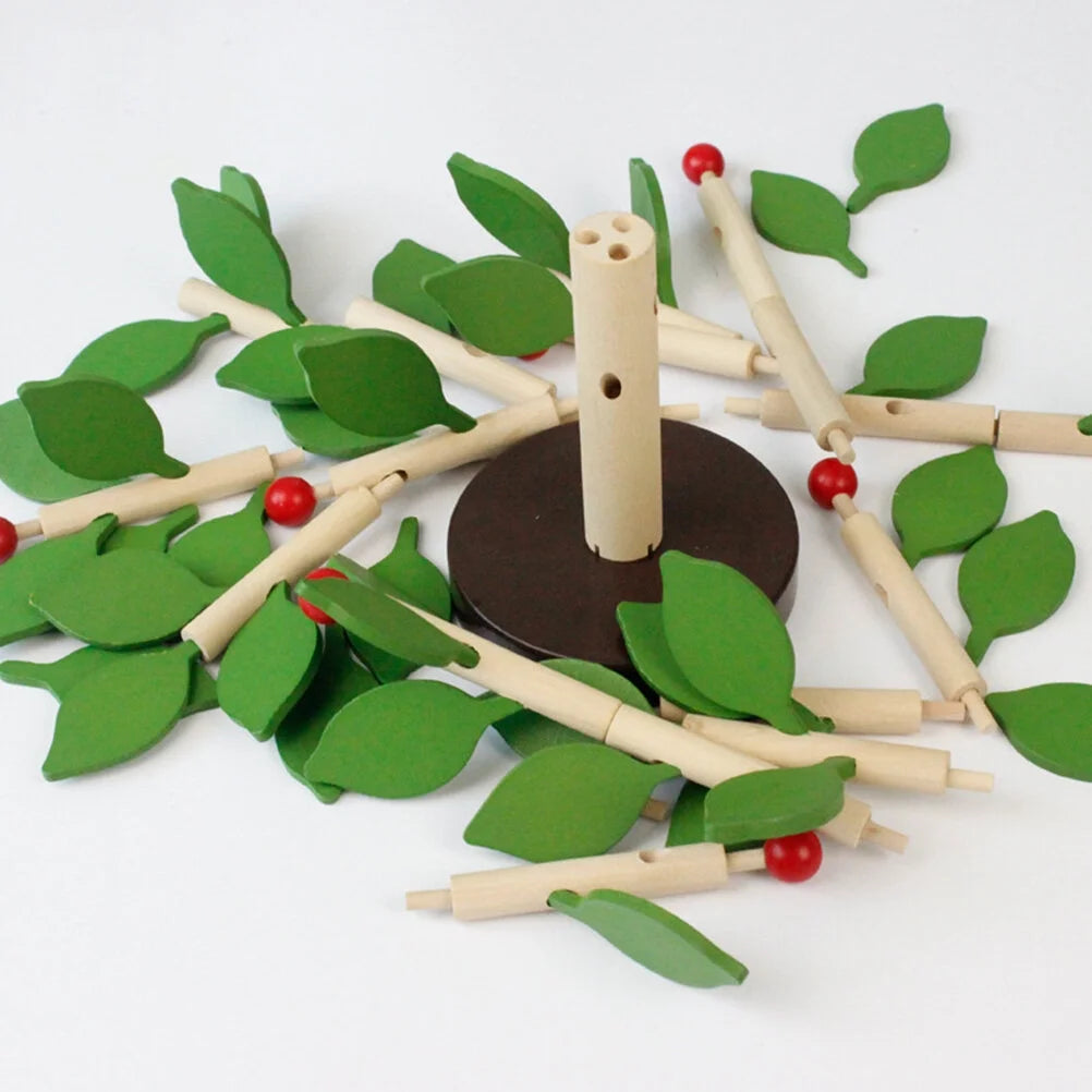 Creative Wooden Tree Blocks with Leaves 3D Building Set Toy J898