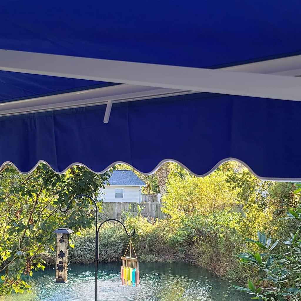 12 x 10 Feet Blue Retractable Patio Awning M2114