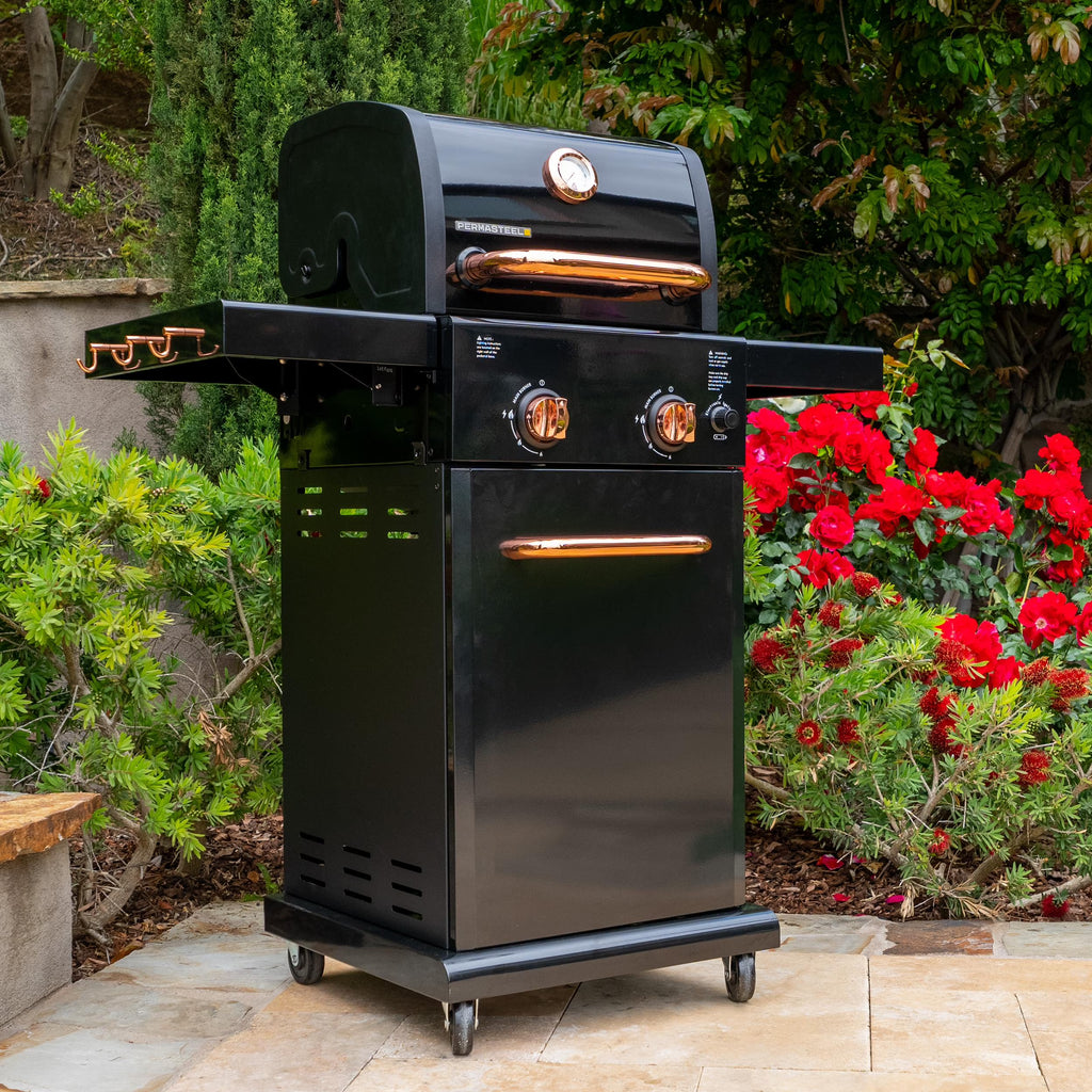 Black 2-Burner Compact Propane Gas Grill with Foldable Sides V510883