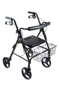 Midnight Black Rollator Walker with 8x22 Wheels and Loop Brakes U27251