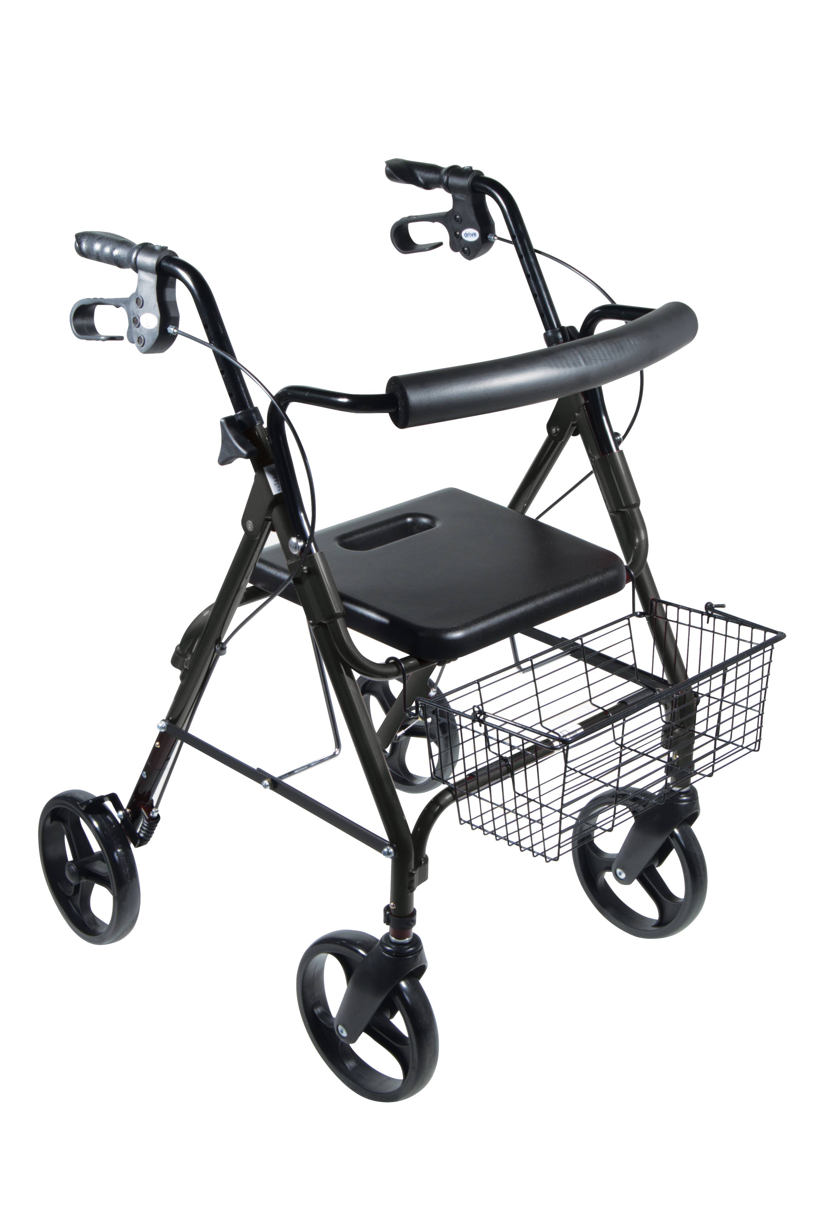 Midnight Black Rollator Walker with 8x22 Wheels and Loop Brakes U27251