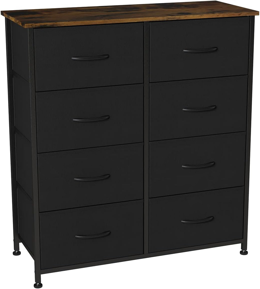 Charcoal Gray/Black 8 Drawer Fabric Dresser O5116