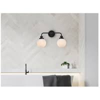 Black 2 Lights Bath Sconce with Frosted Shade K45677