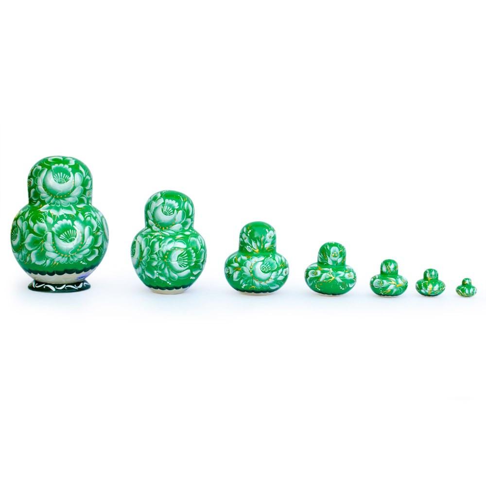 6 Piece Horse Winter Forest Green Nesting Dolls F683189