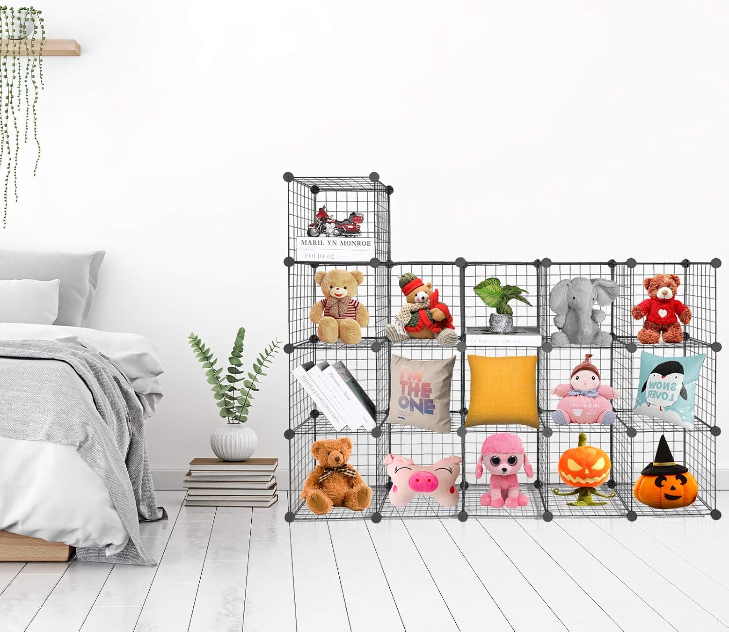 16-Cube Modular Wire Cube Storage Organizer, Black Q751
