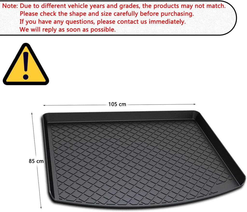 Black Heavy Duty Rubber Waterproof Rear Cargo Tray Trunk Floor Mat Protector Pack of 2 L273