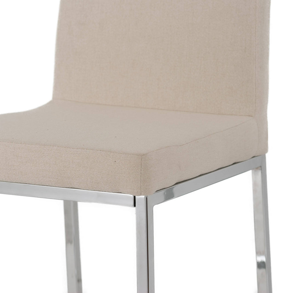 Beige Fabric Barstools with Chrome Legs Set of 2 V1961