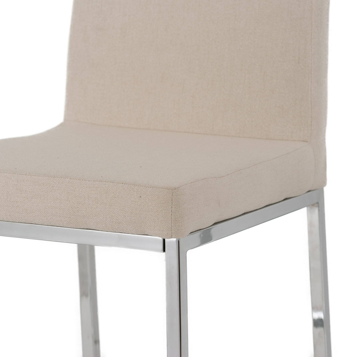 Beige Fabric Barstools with Chrome Legs Set of 2 V1961