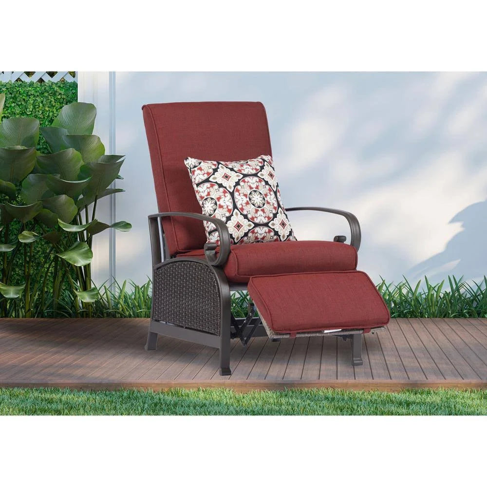 Brown/Red Wicker Adjustable Recliner S81519