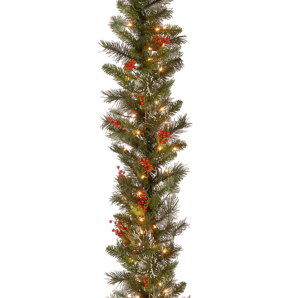Pre-Lit Artificial Christmas Garland, Green, White Lights, 9 Feet A51330