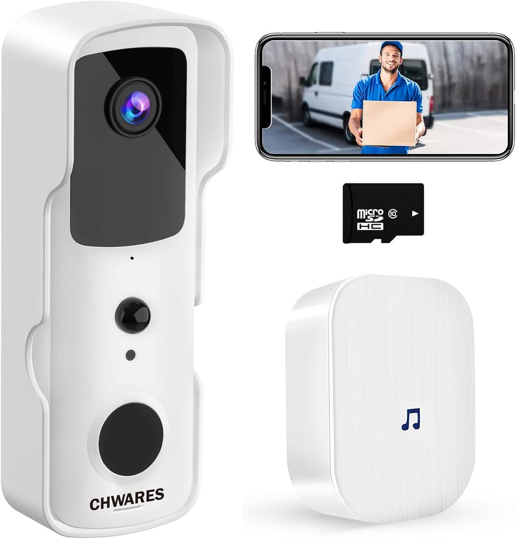 White 1080P HD Video Doorbell Camera with 32GB SD Card P764674