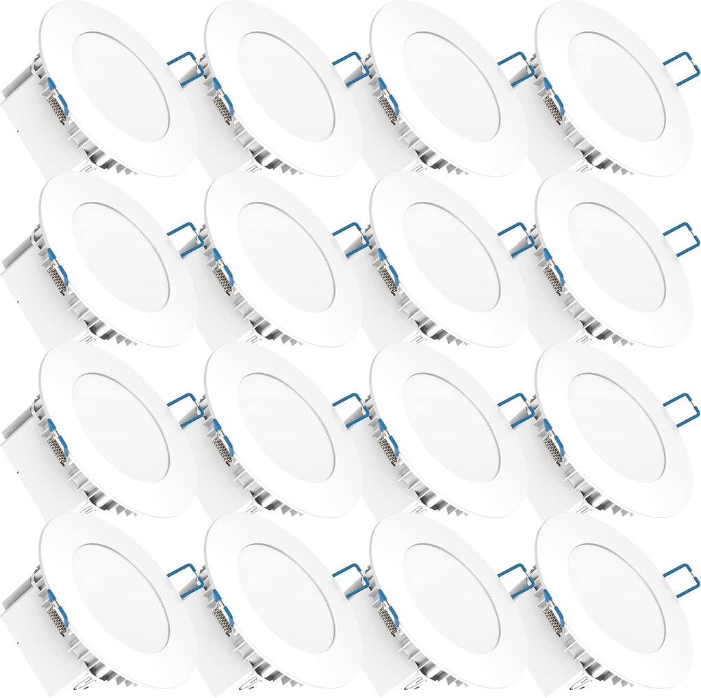 16 Pack 4 Inch Ultra Thin LED Recessed Ceiling Lights, 4000K Cool White, 10W, 650 LM, Dimmable B8148