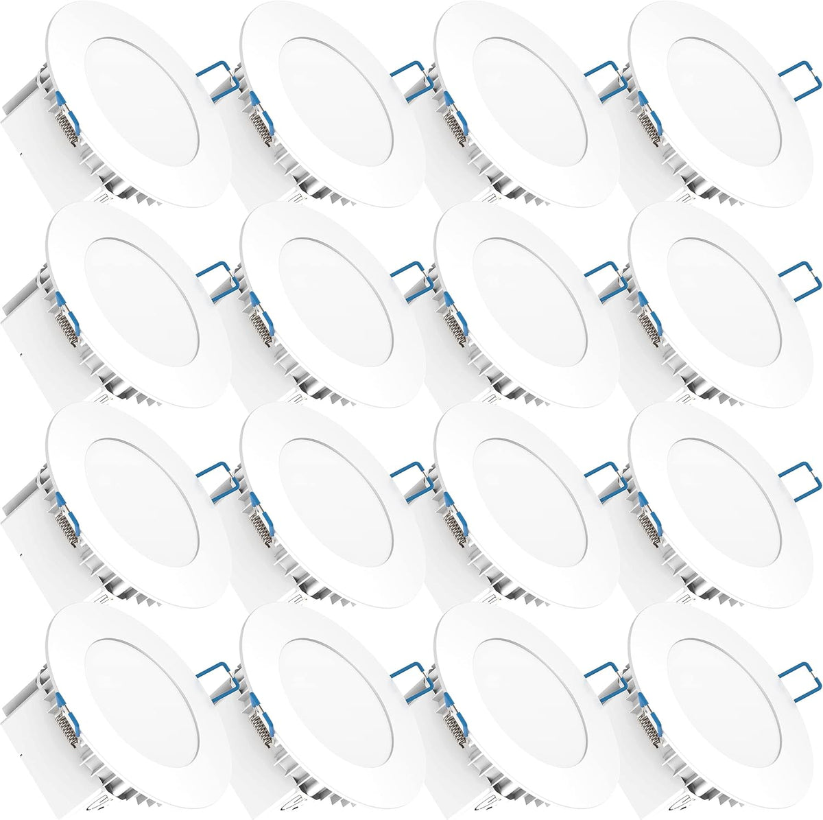 16 Pack 4 Inch Ultra Thin LED Recessed Ceiling Lights, 4000K Cool White, 10W, 650 LM, Dimmable B8148