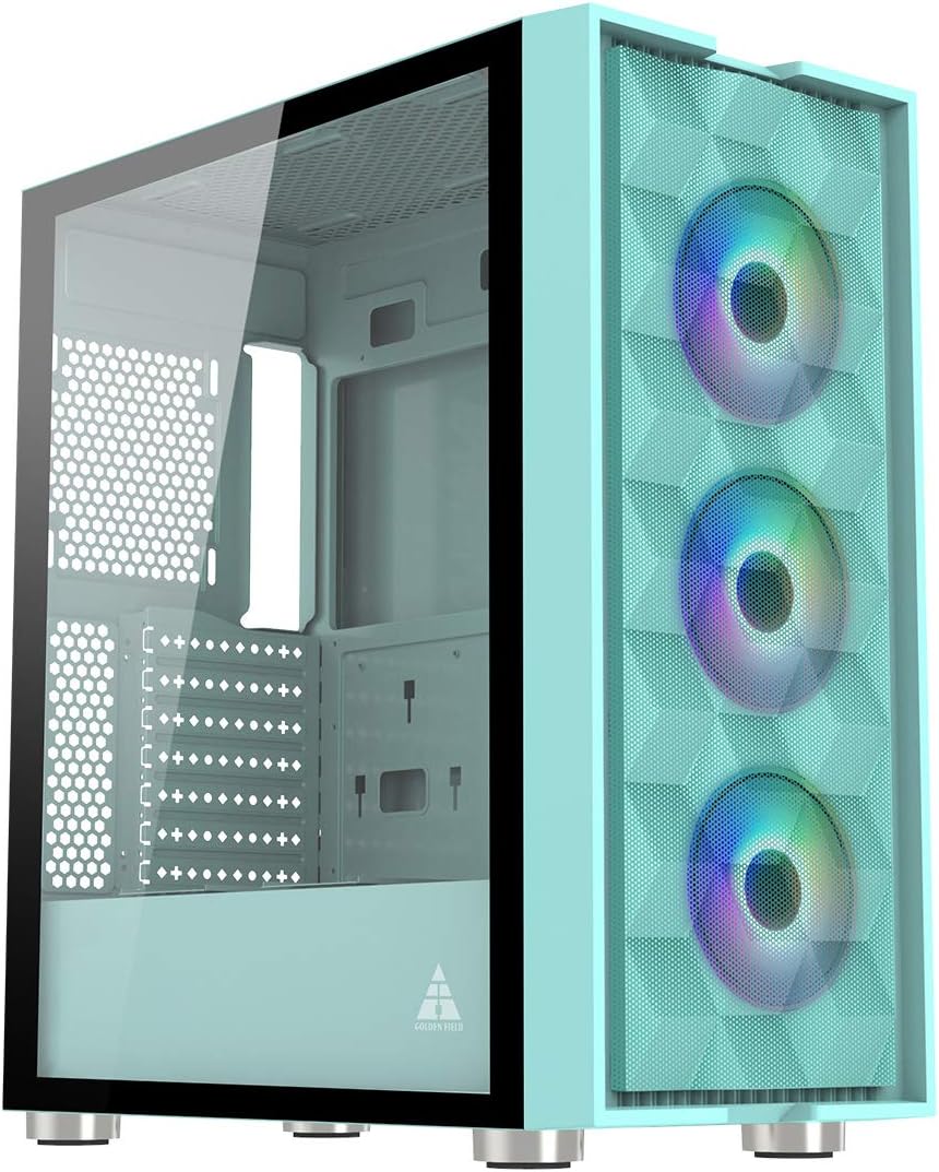 Pink Mid Tower Computer Case with Tempered Glass Side Panel Y3343