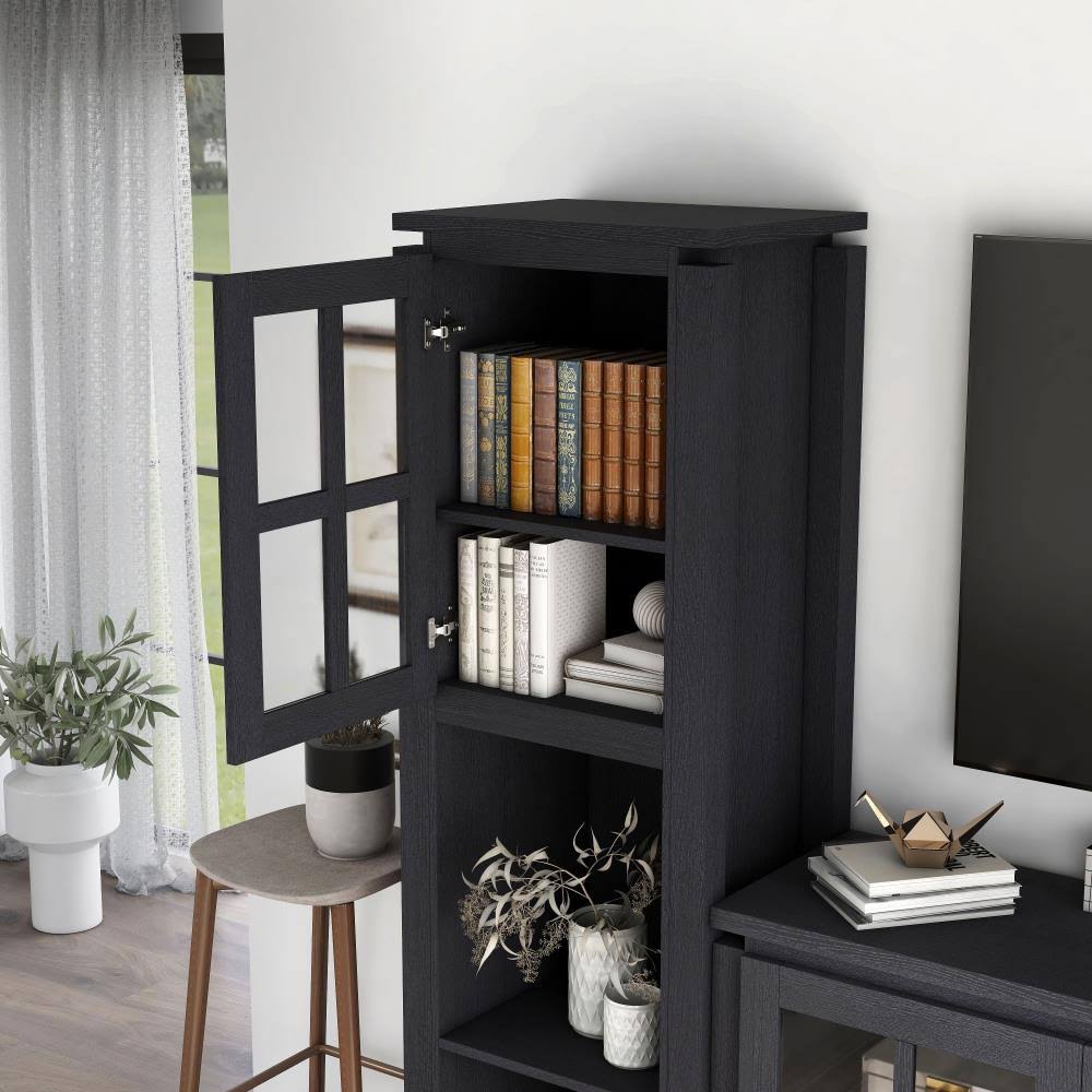 Black Wood 4-Shelf Bookcase Y664