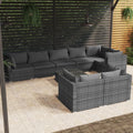 9 Piece Poly Rattan Outdoor Sectional Sofa Set with Anthracite Cushions Steel Frame B6236