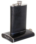 Black Leather Stainless Steel 8oz Hip Flask B7057