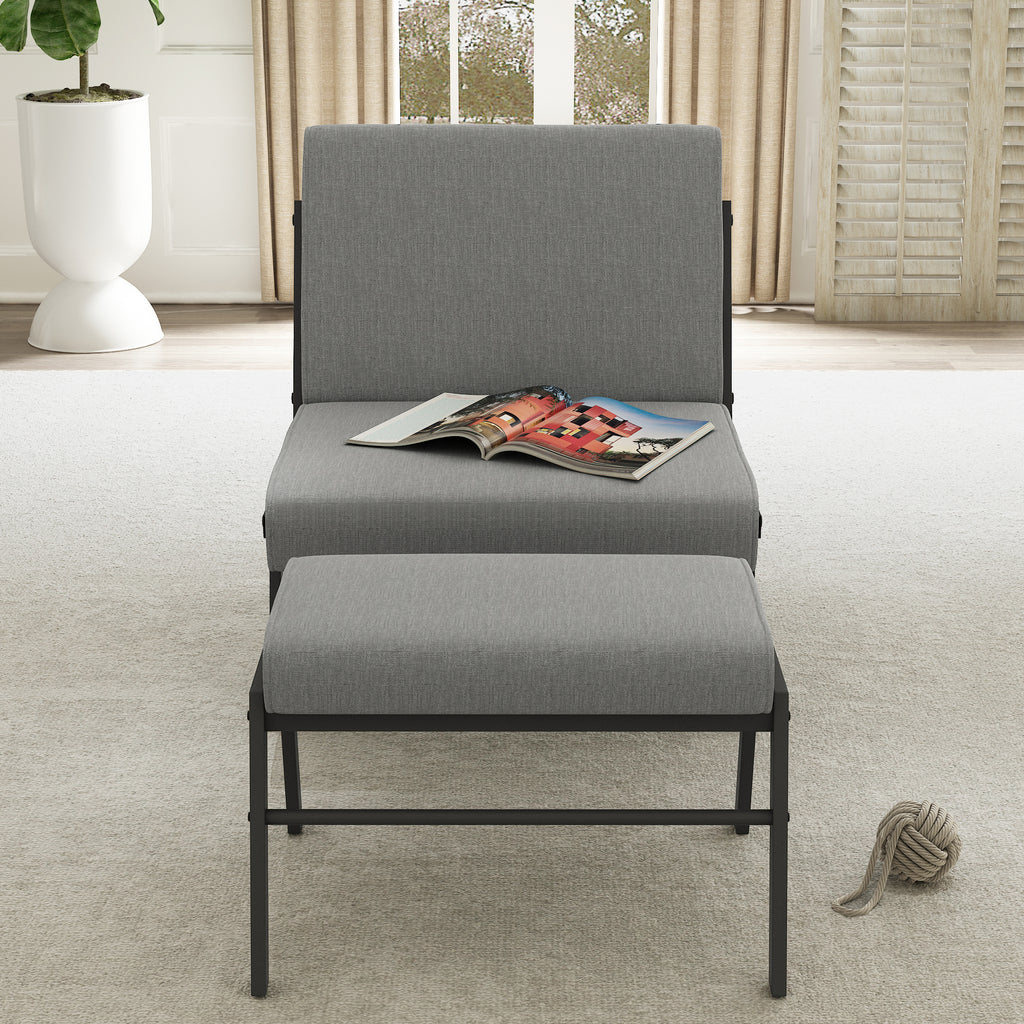 Modern Upholstered Accent Chair with Ottoman Linen Chair C58015