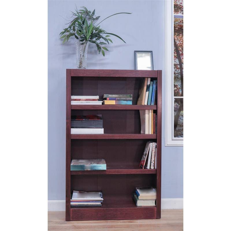 Traditional 4-Shelf Wood Bookcase in Cherry Z394