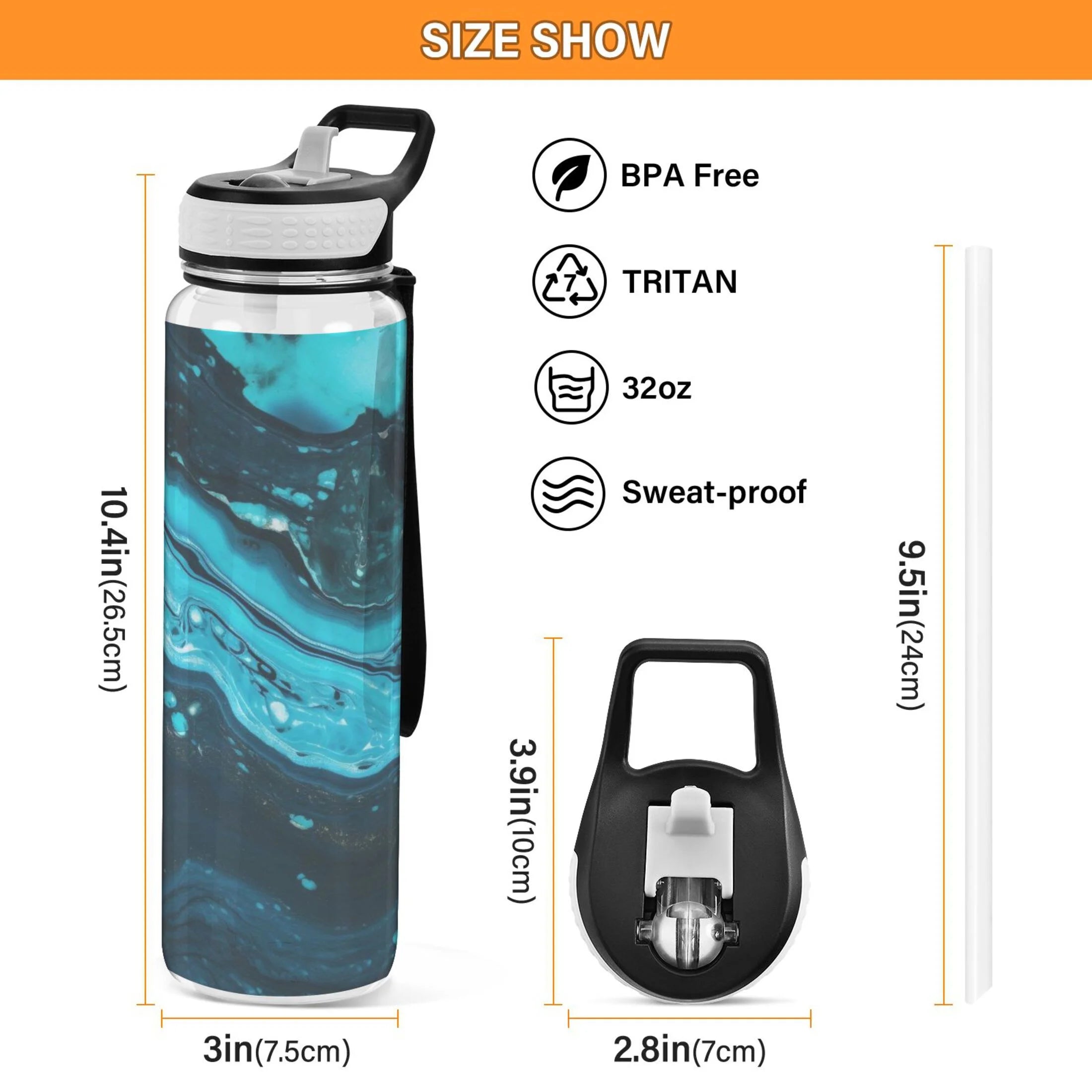 32oz Tritan Leakproof Clear Water Bottle with Straw X5585
