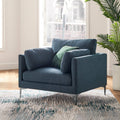 Blue Armchair with Silver Leg T183