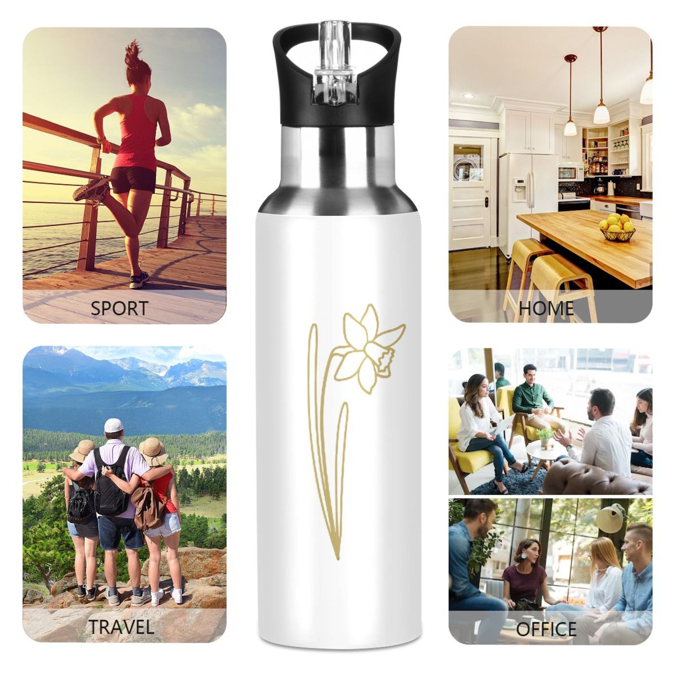 Stainless Steel Insulated Water Bottle with Straw Lid O127