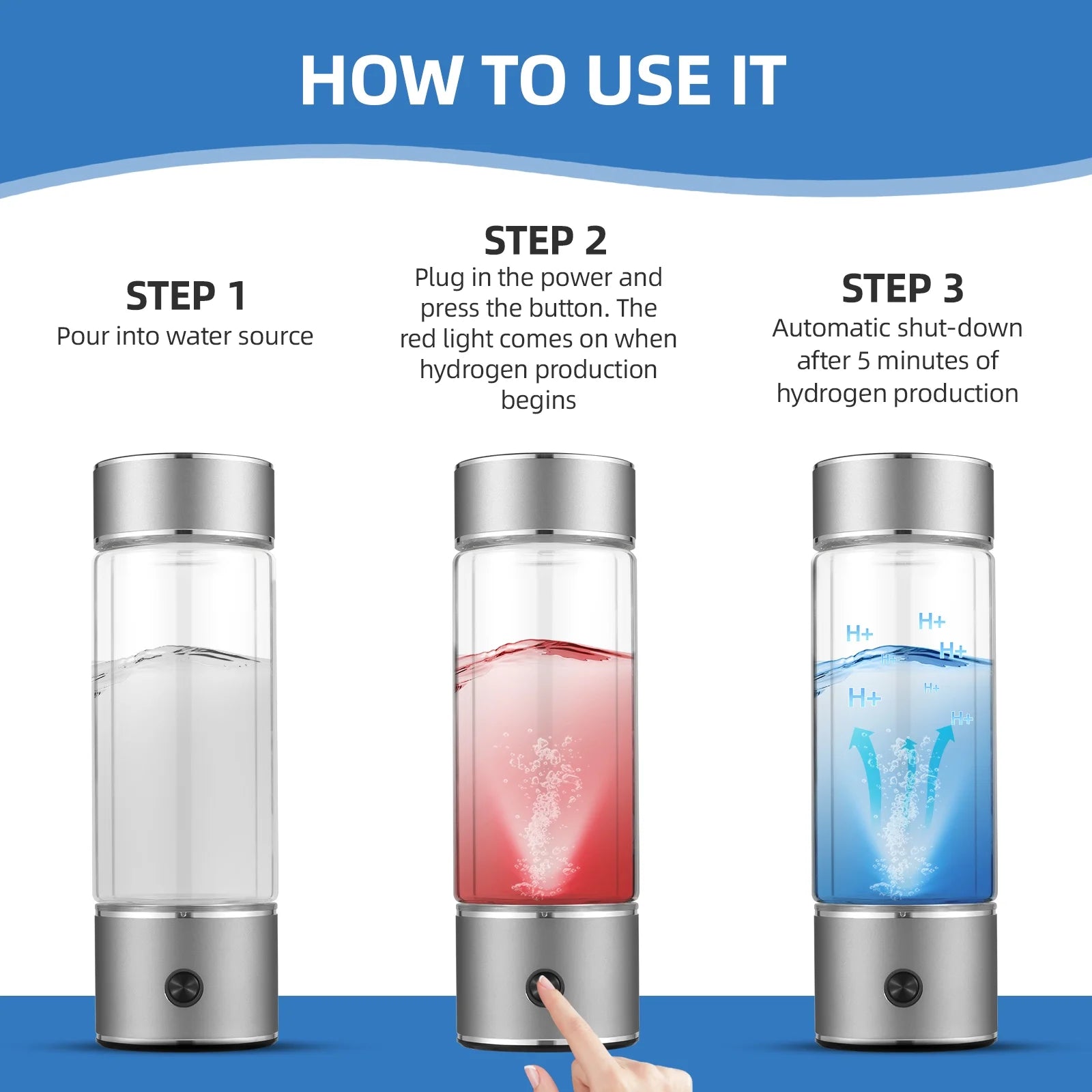 Hydrogen Water Generator Bottle with SPE PEM Technology D3378