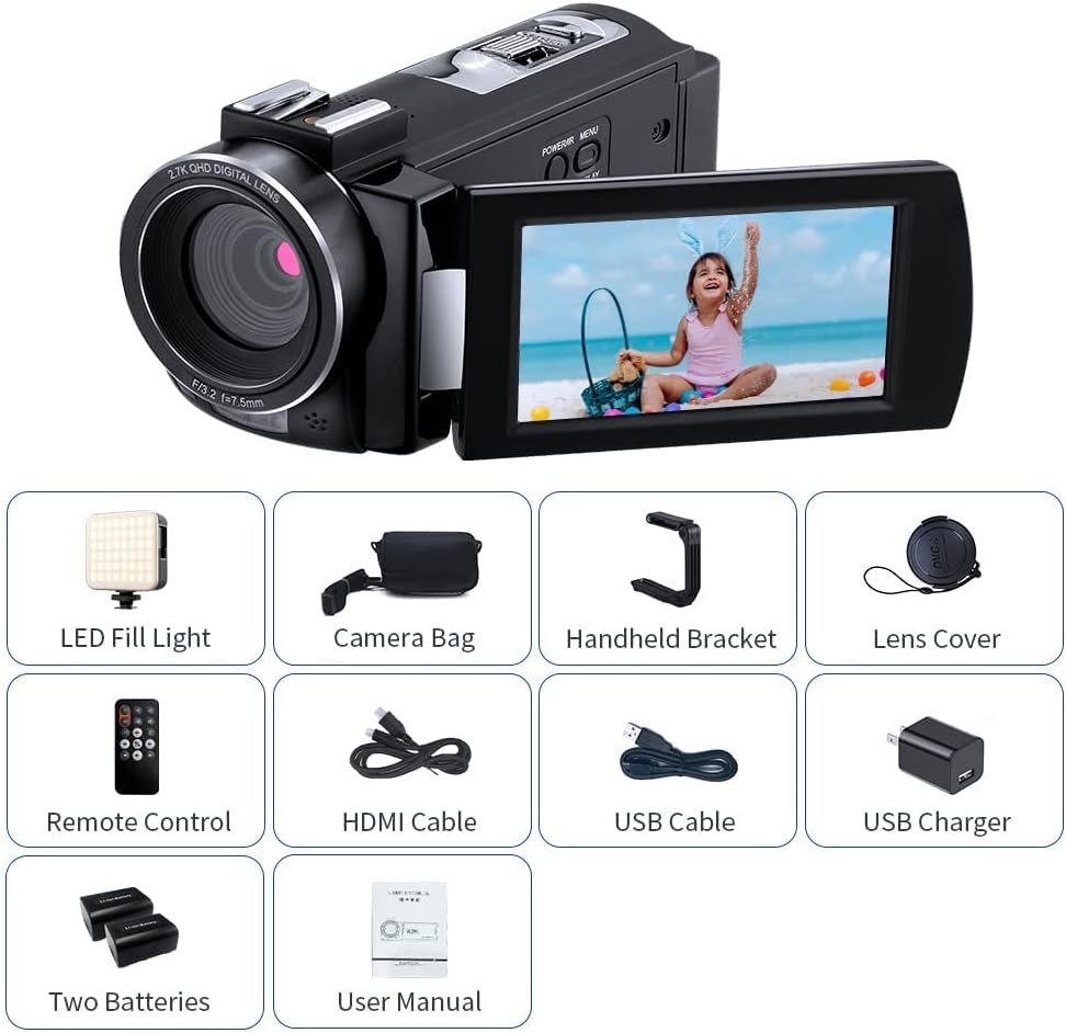 2.7K Infrared Night Vision Camcorder with Remote Control N755