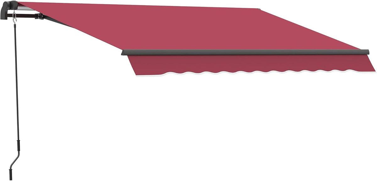 10' x 8' Manual Retractable Awning with UV Protection, Red Stripe C345235