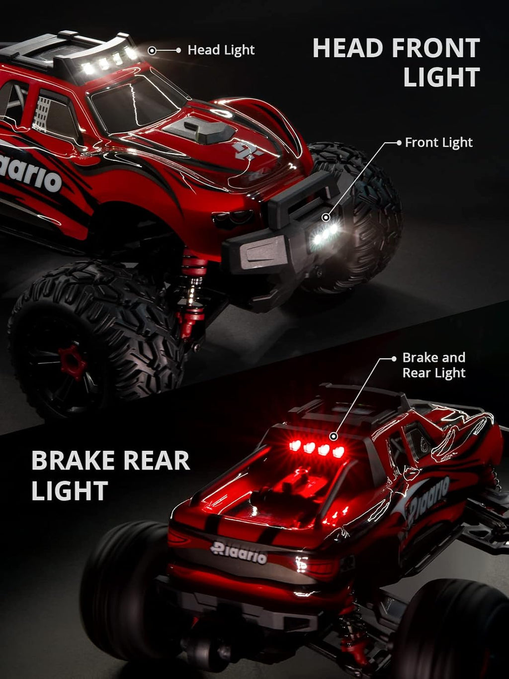 Red Black White 1:16 RC Monster Truck with 2 Batteries M660