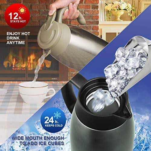 Stainless Steel Thermal Coffee Carafe 2 Liter Double Walled Insulated Vacuum Flask Z32668
