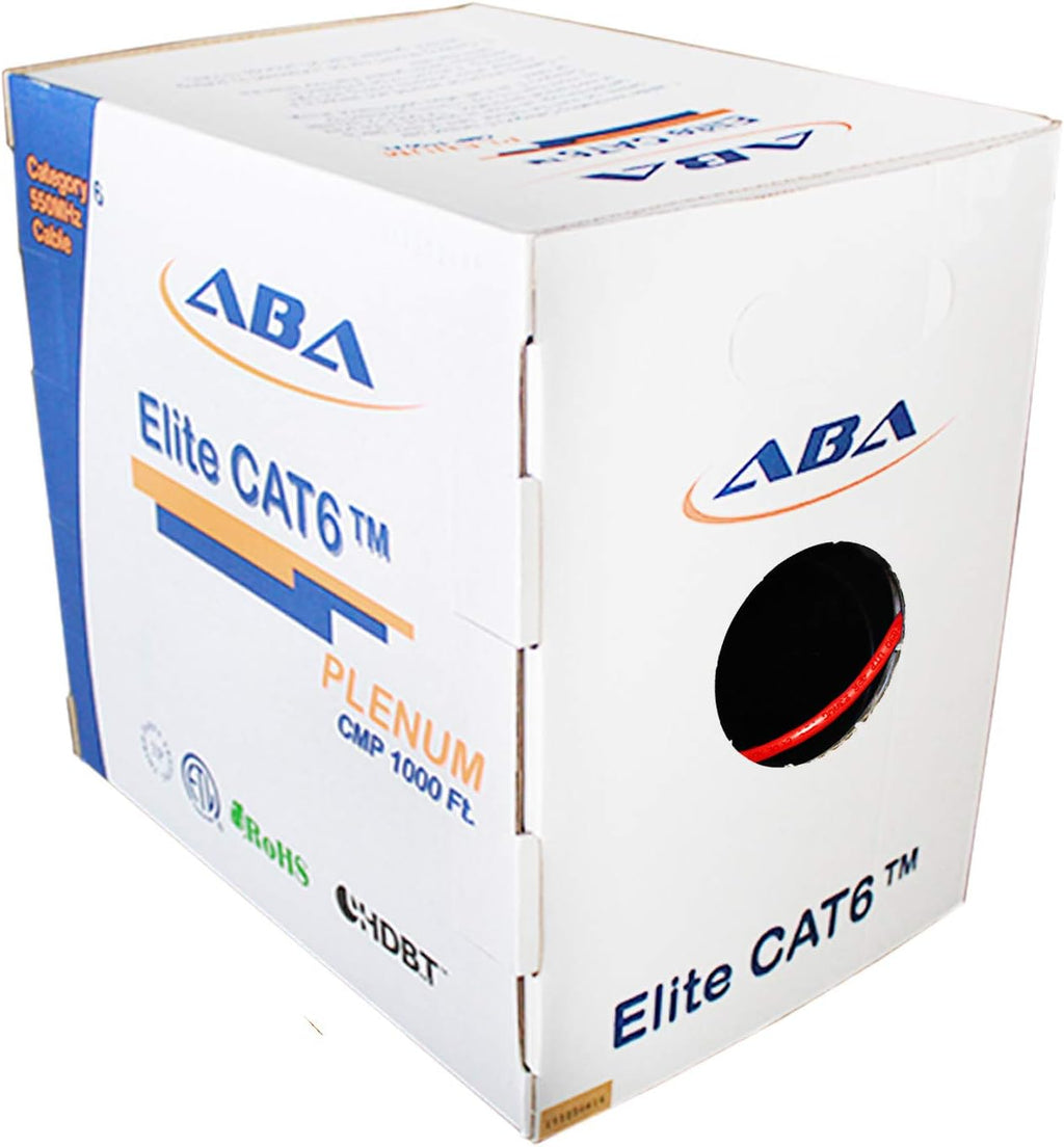 CAT6 Plenum (CMP) Ethernet Cable 1000ft, UTP 23AWG Solid Bare Copper, Blue S231371