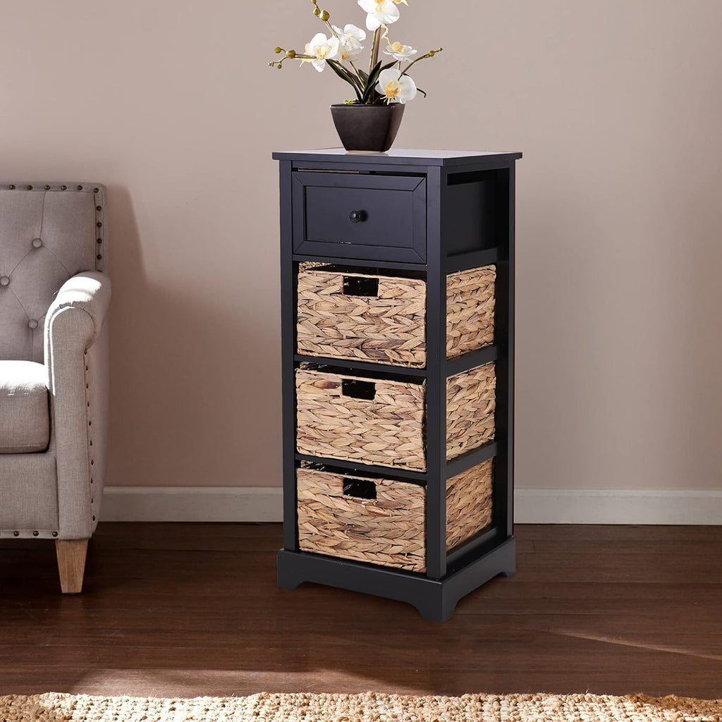 Black Storage Cabinet with 2 Drawers & 4 Removable Baskets A340760