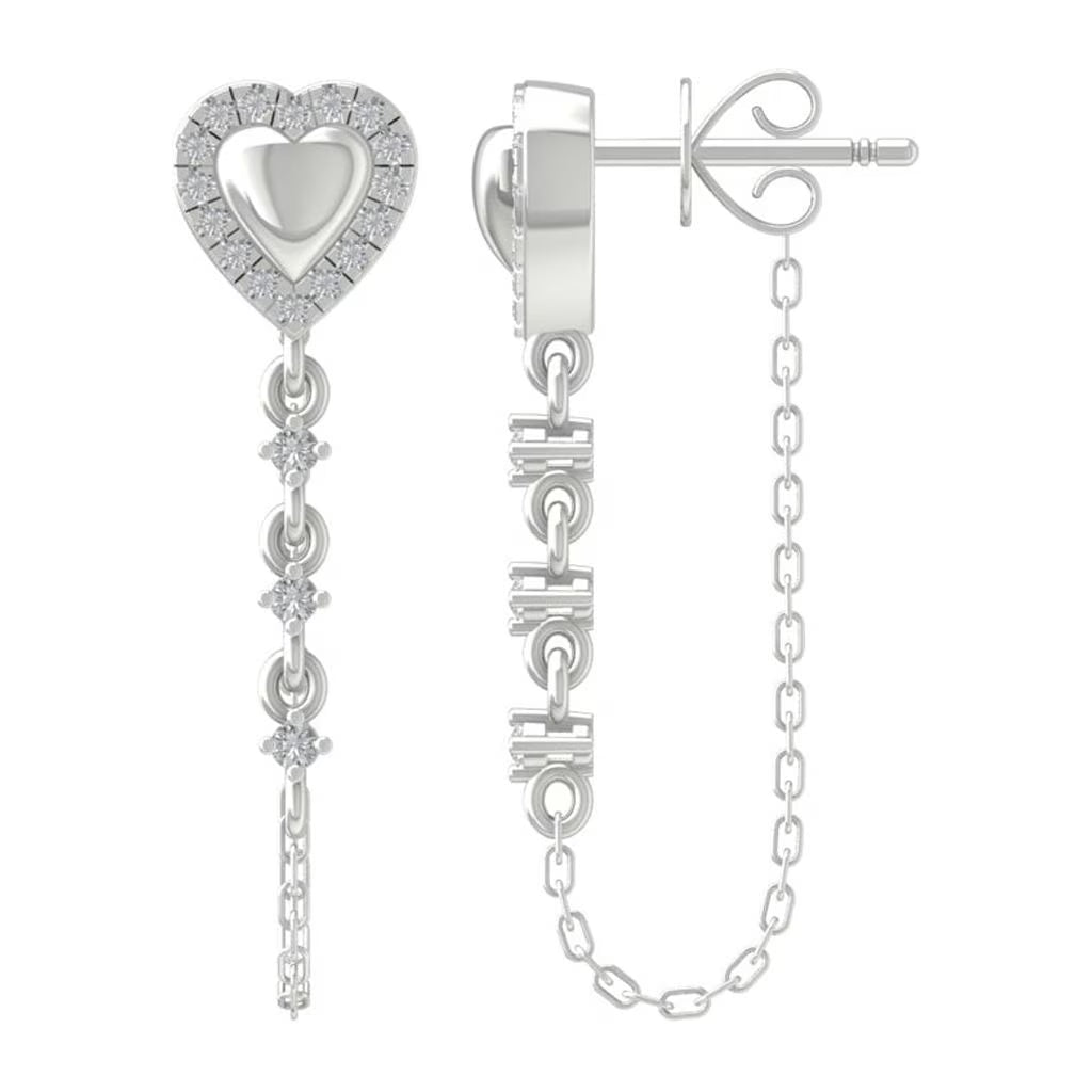 10K White Gold Round Diamond Stud Earrings C7473