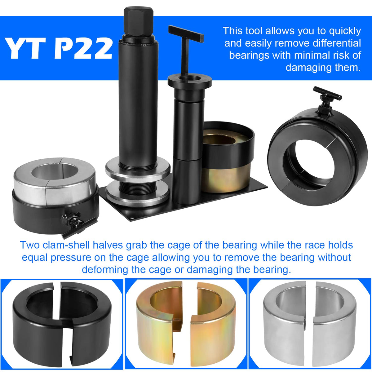 15PCS Differential Carrier Bearing Puller for Dana 30 44 50 60 D2637