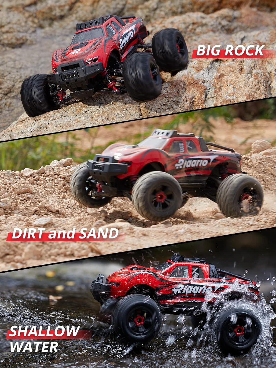 Red Black White 1:16 RC Monster Truck with 2 Batteries M660