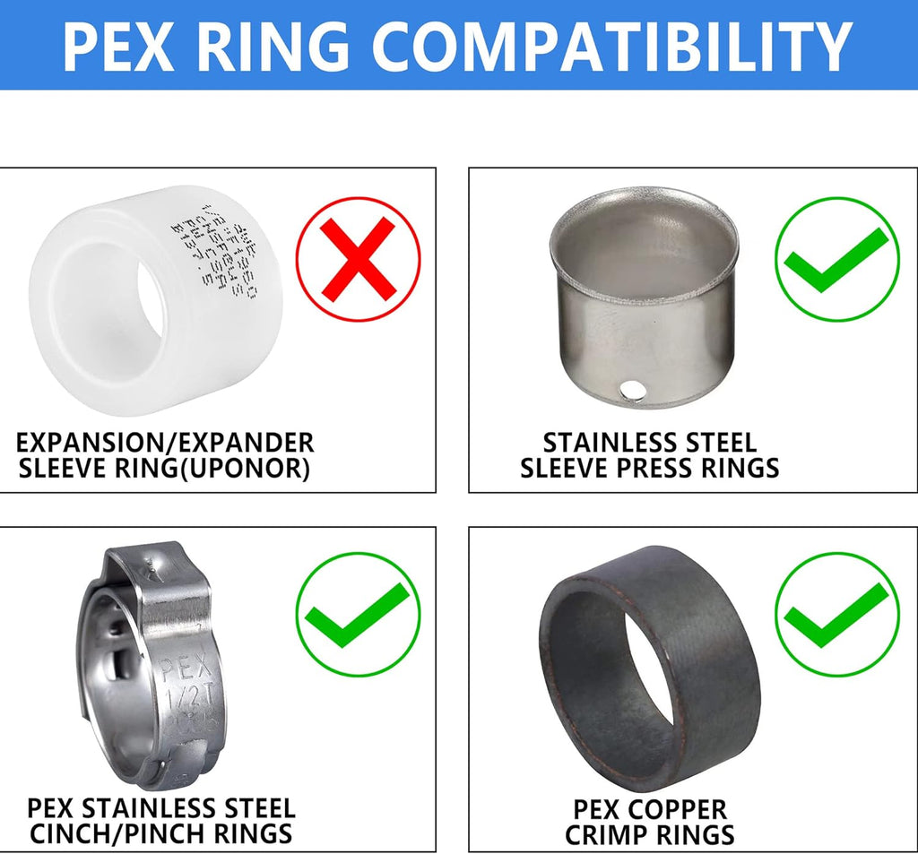 3/4" Pex Fittings Tee Elbow and Coupling, 8 Pieces Each, Lead Free T951789